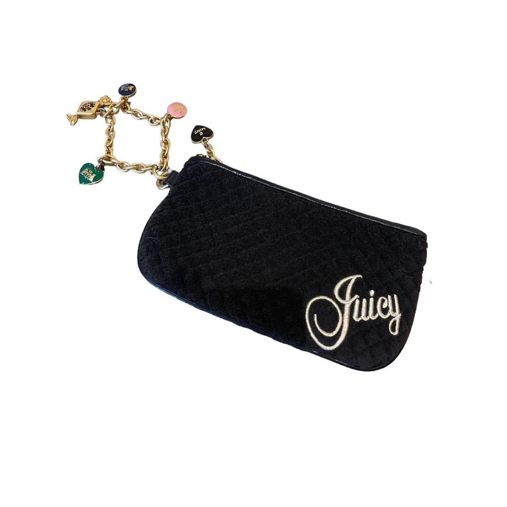 Rare JUICY COUTURE Quilted Velour Pouch w/ Multi-Color Heart Charms